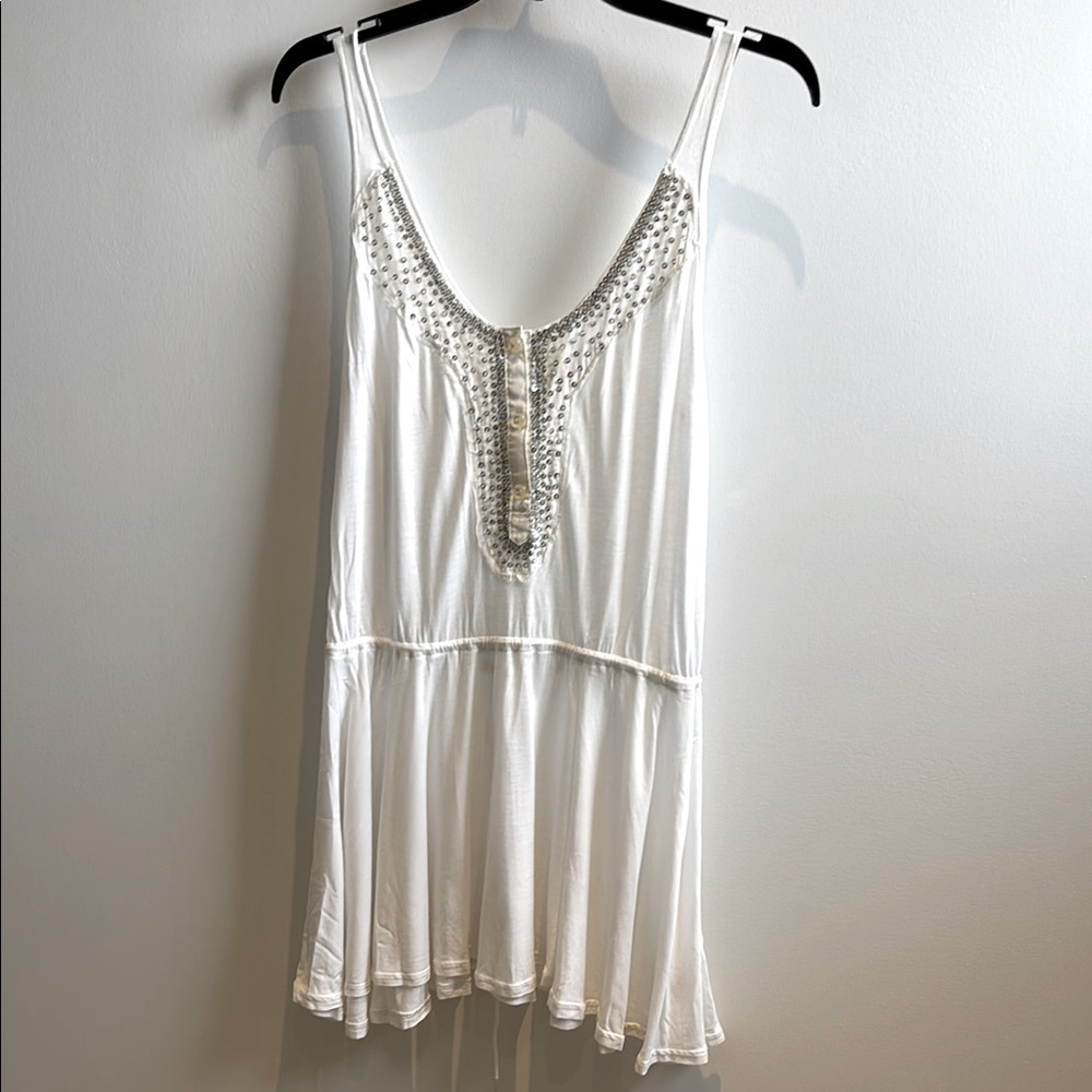 White Free People Embellished Sleeveless Swim Coverup
NWOT